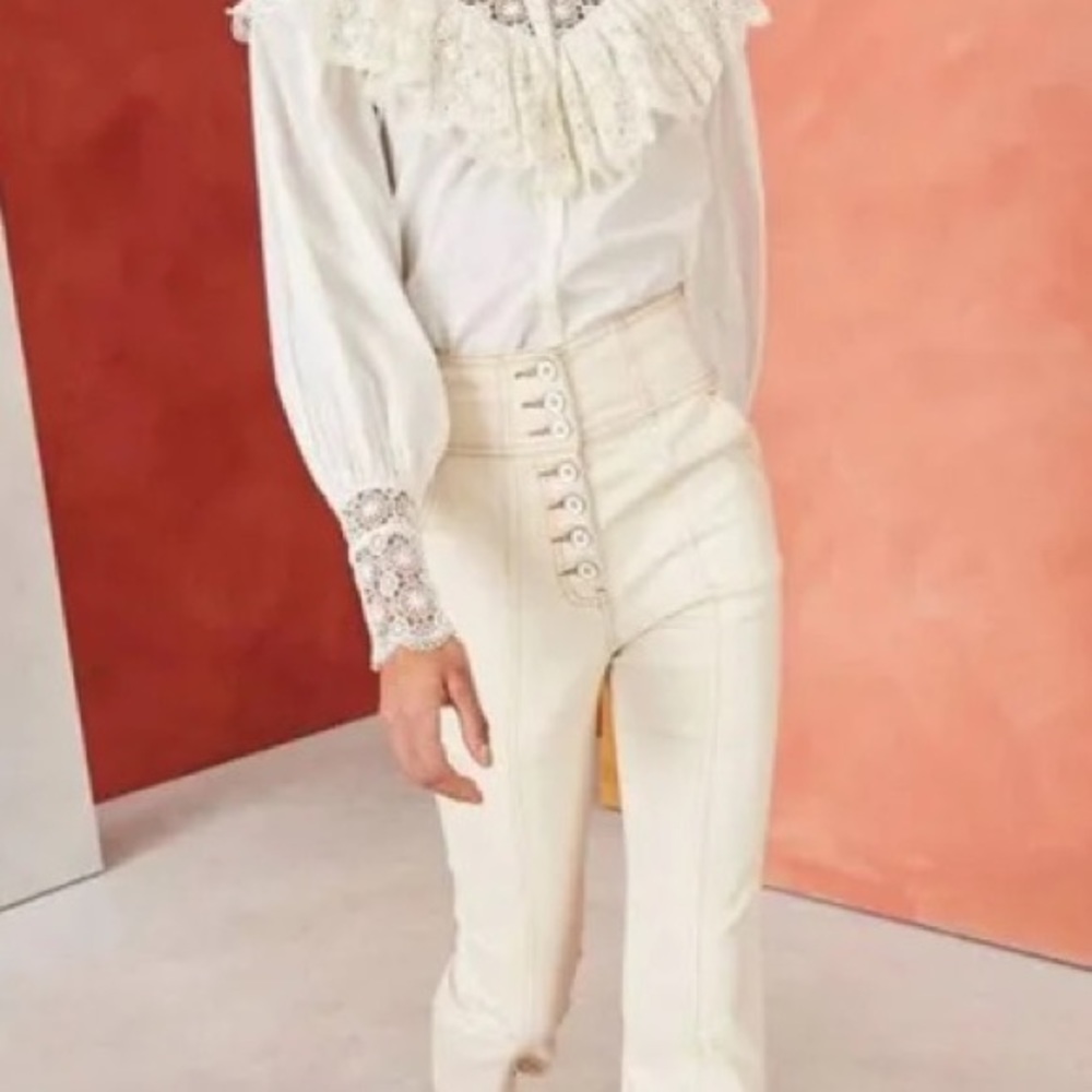 Ulla Johnson Cream Jean Trousers Pants Brodie Jean Beige